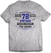 72 Jaar Legend - Feest kado T-Shirt Heren / Dames - Antraciet Grijs / Donker Blauw - Perfect Verjaardag Cadeau Shirt - grappige Spreuken, Zinnen en Teksten. Maat XL