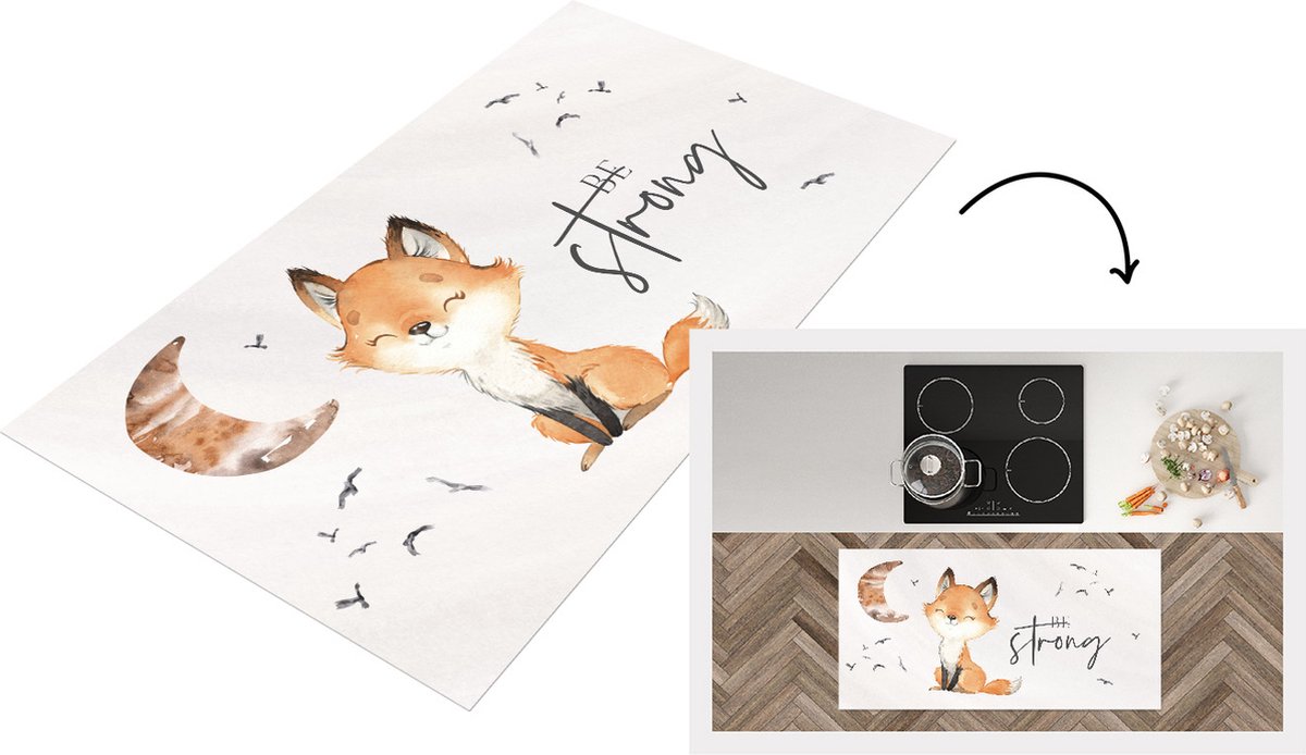 KitchenYeah Keukenloper - Loper keuken - Quotes - Spreuken - Kinderen - Be strong - 120x60 cm - Keukenloper vinyl Multicolor