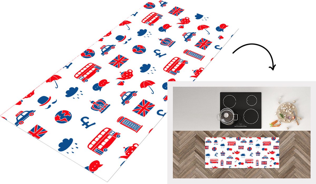 KitchenYeah Keukenloper - Loper keuken - Engeland - Patronen - Londen - 120x50 cm - Keukenloper vinyl Multicolor