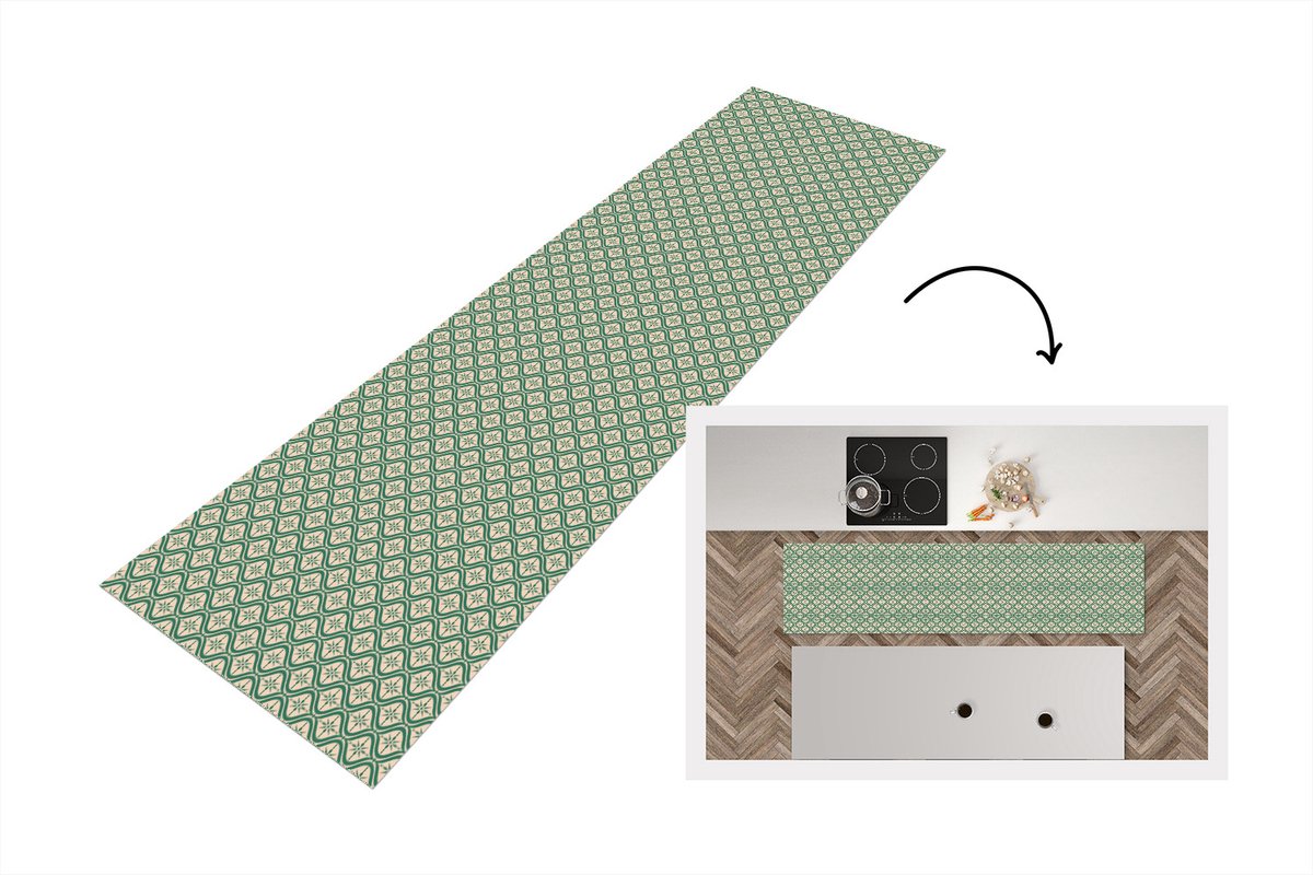 KitchenYeah Keukenloper - Loper keuken - Sneeuwvlok - Winter - Vintage - Patroon - Kerst - 200x50 cm - Keukenloper vinyl Multicolor