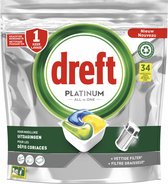 Dreft Platinum All In One Vaatwastabletten Citroen - Voordeelverpakking 5 x 34 stuks