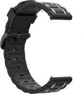 Strap-it Smartwatch bandje 22mm - sport gesp bandje geschikt voor Samsung Galaxy Watch 46mm / Galaxy Watch 3 45mm / Gear S3 Classic & Frontier - Amazfit GTR 47mm / GTR 2 / GTR 3 / GTR 4 / OnePlus Watch - zwart/wit