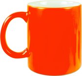 1x neon oranje koffie/ thee mokken 330 ml - geschikt voor sublimatie drukken - Fluor oranje onbedrukte cadeau koffiemok/ theemok