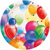 16x assiettes de fête avec des ballons en carton imprimé 23 cm - assiettes d'anniversaire jetables