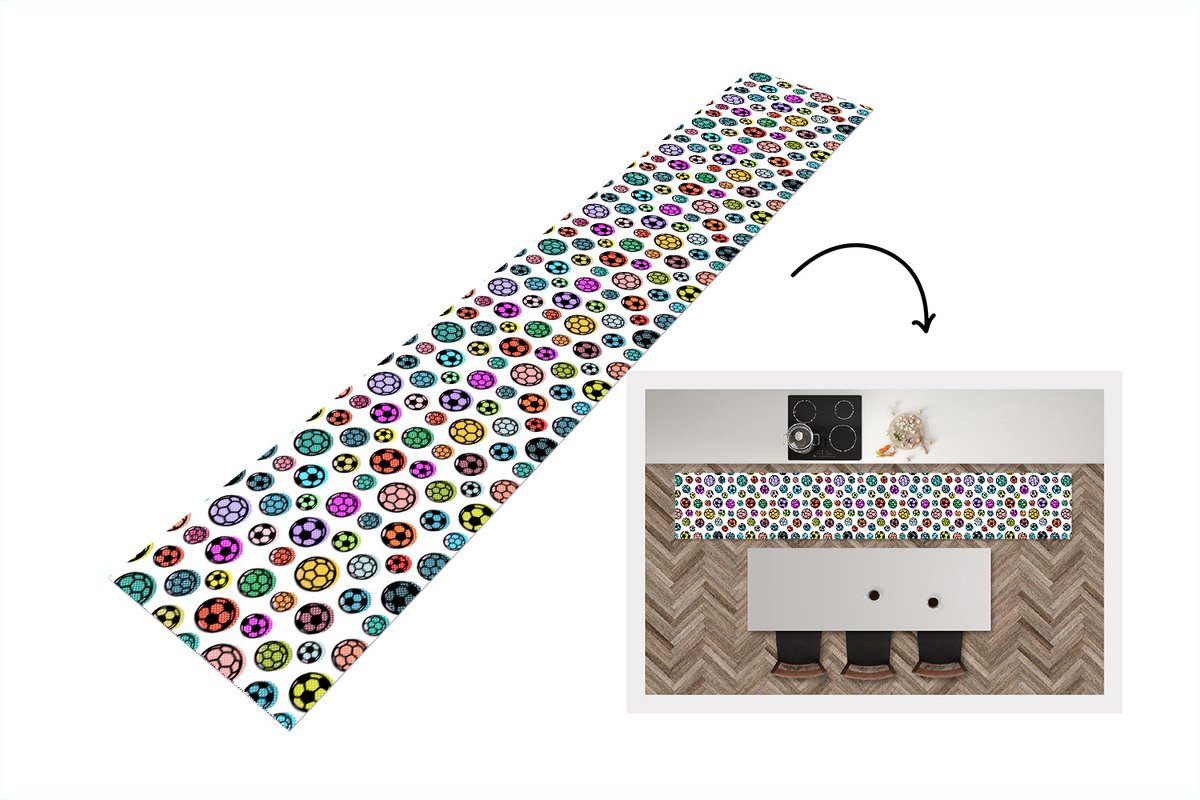 Keukenloper - Loper keuken - Patronen - Voetbal - Sport - 300x50 cm - Keukenloper vinyl