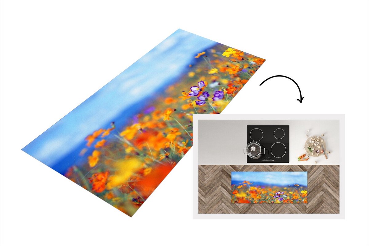KitchenYeah Keukenloper - Loper keuken - Cosmos - Kleuren - Lente - Keukenloper vinyl Multicolor