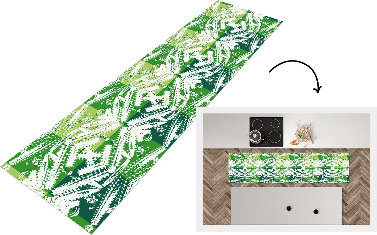 KitchenYeah Keukenloper - Loper keuken - Cactus - Planten - Patroon - 240x60 cm - Keukenloper vinyl Multicolor