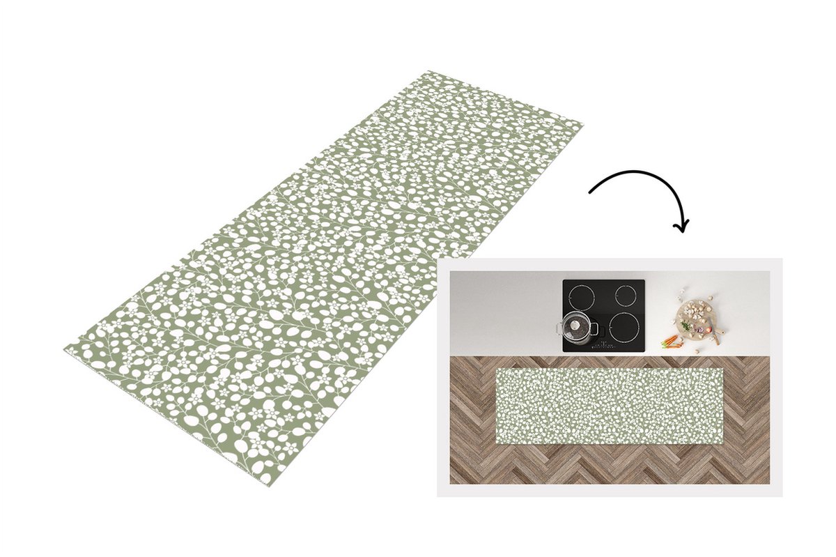 KitchenYeah Keukenloper - Loper keuken - Bloemen - Patronen - Planten - 180x60 cm - Keukenloper vinyl Multicolor