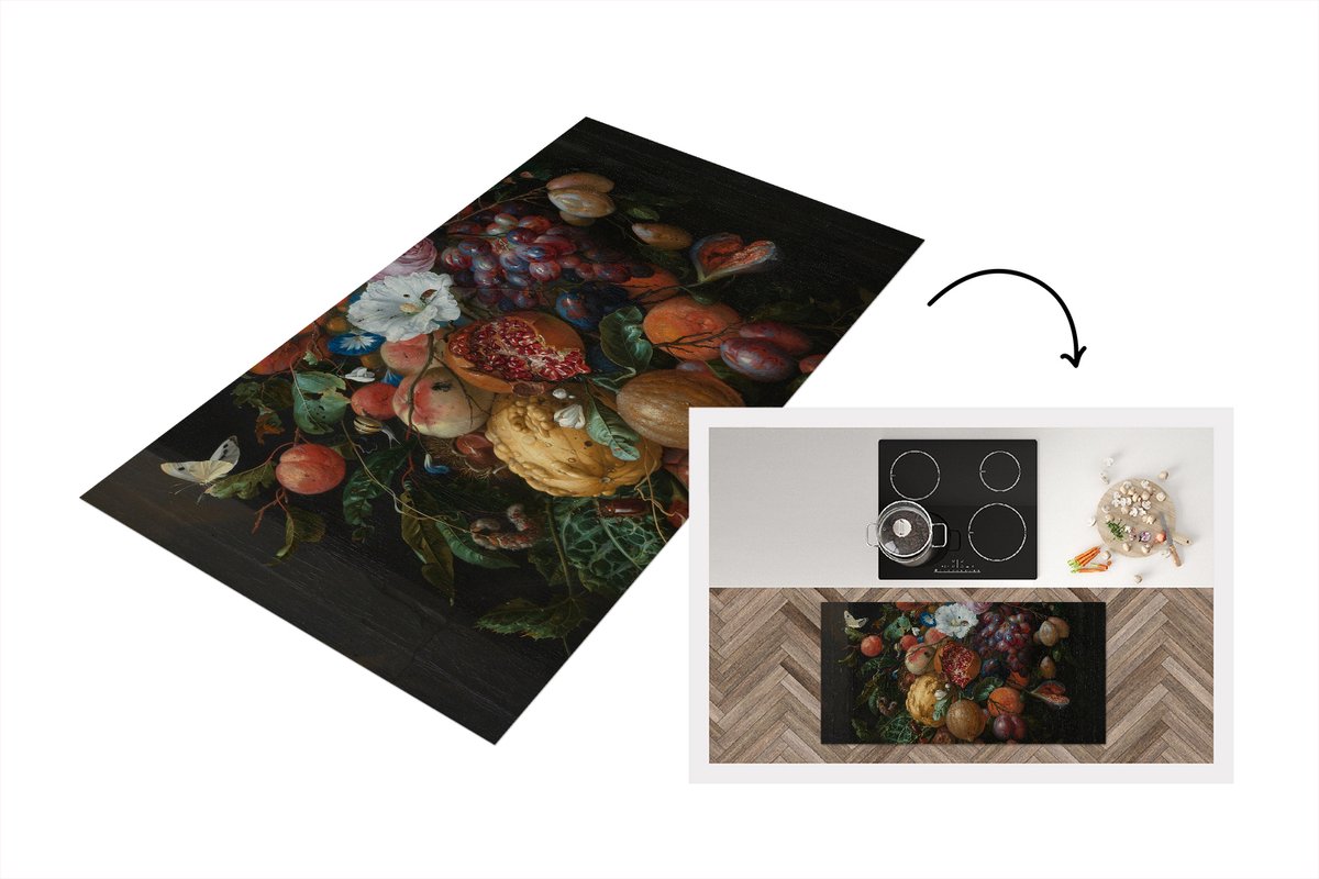 KitchenYeah Keukenloper - Loper keuken - Festoen van vruchten en bloemen - Schilderij van Jan Davidsz. de Heem - Keukenloper vinyl multicolor, foto 2
