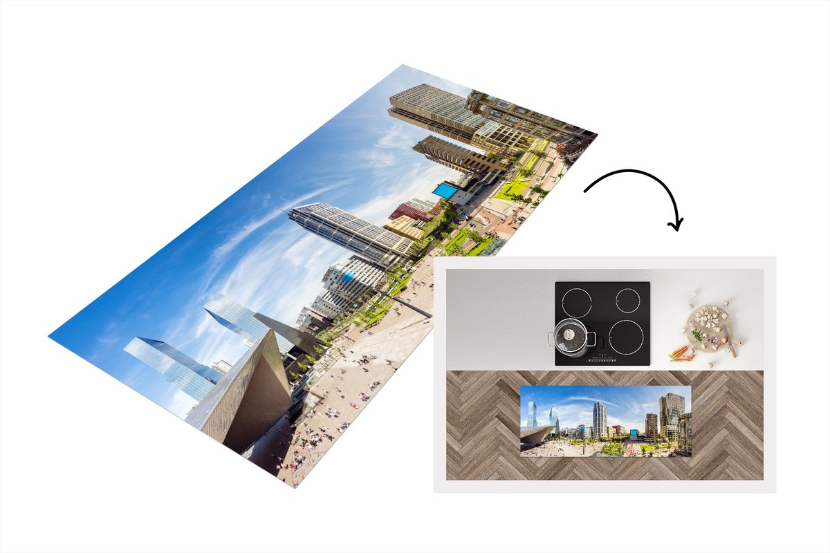 KitchenYeah Keukenloper - Loper keuken - Rotterdam - Centraal - Panorama - 120x50 cm - Keukenloper vinyl Multicolor
