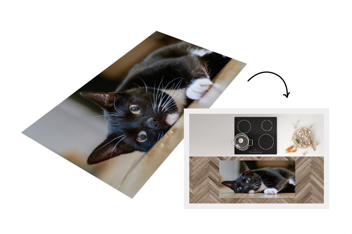KitchenYeah Keukenloper - Loper keuken - Katten - Vloer - Zwart - Keukenloper vinyl, foto 2