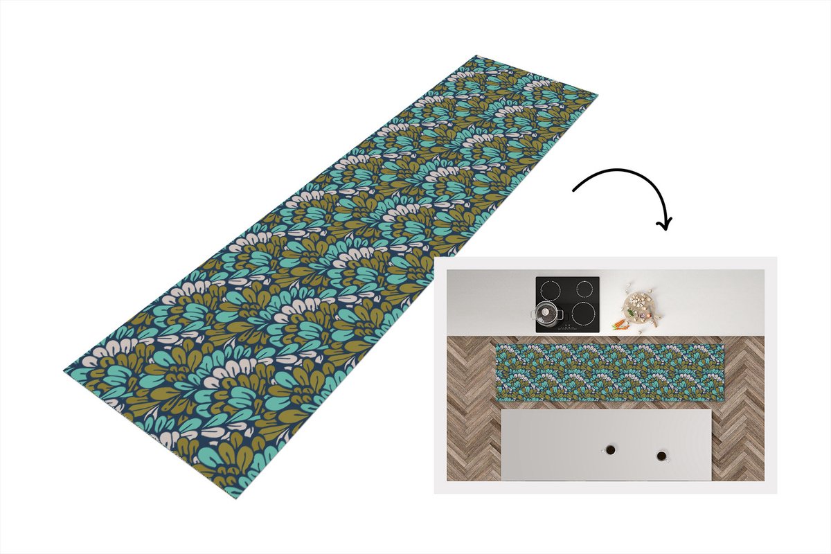 KitchenYeah Keukenloper - Loper keuken - Patronen - Jungle - Plant - 200x50 cm - Keukenloper vinyl Multicolor