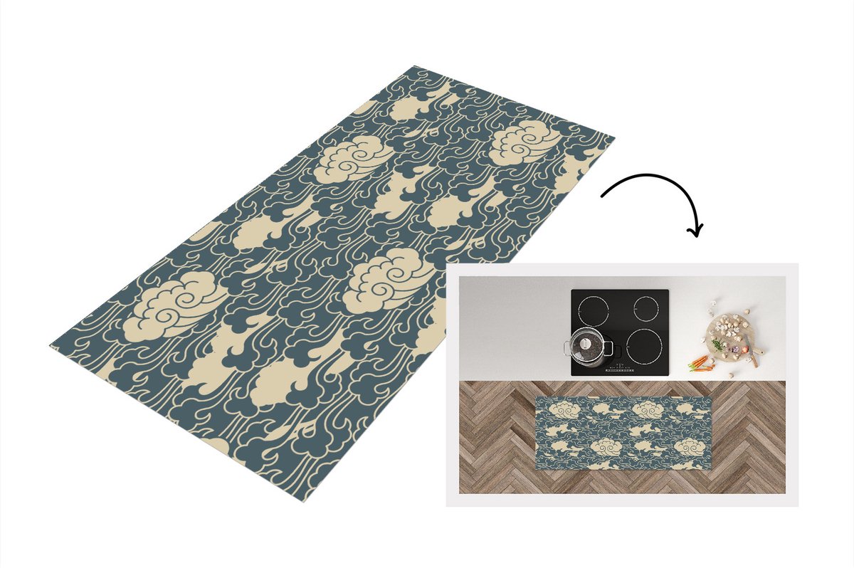 KitchenYeah Keukenloper - Loper keuken - Design - Noors - Wolken - Keukenloper vinyl Multicolor