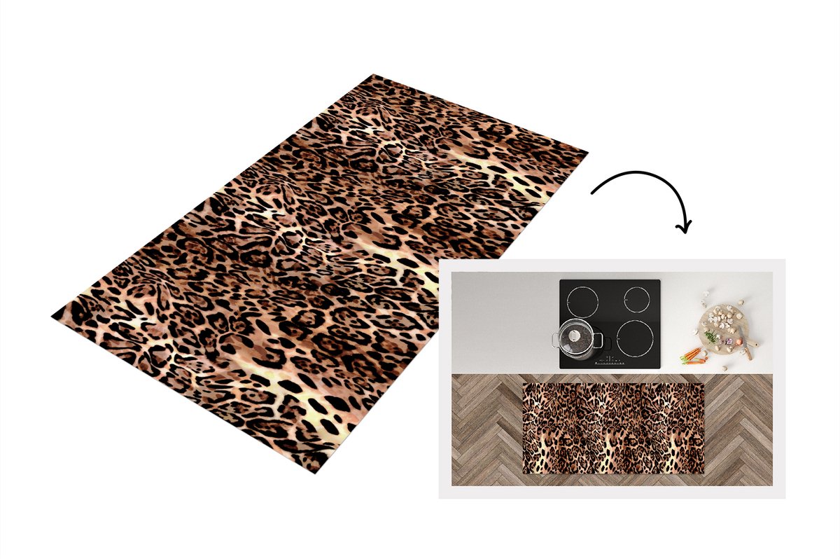 KitchenYeah Keukenloper - Loper keuken - Dierenprint - Luipaard - Design - Luxe - 120x60 cm - Keukenloper vinyl Multicolor