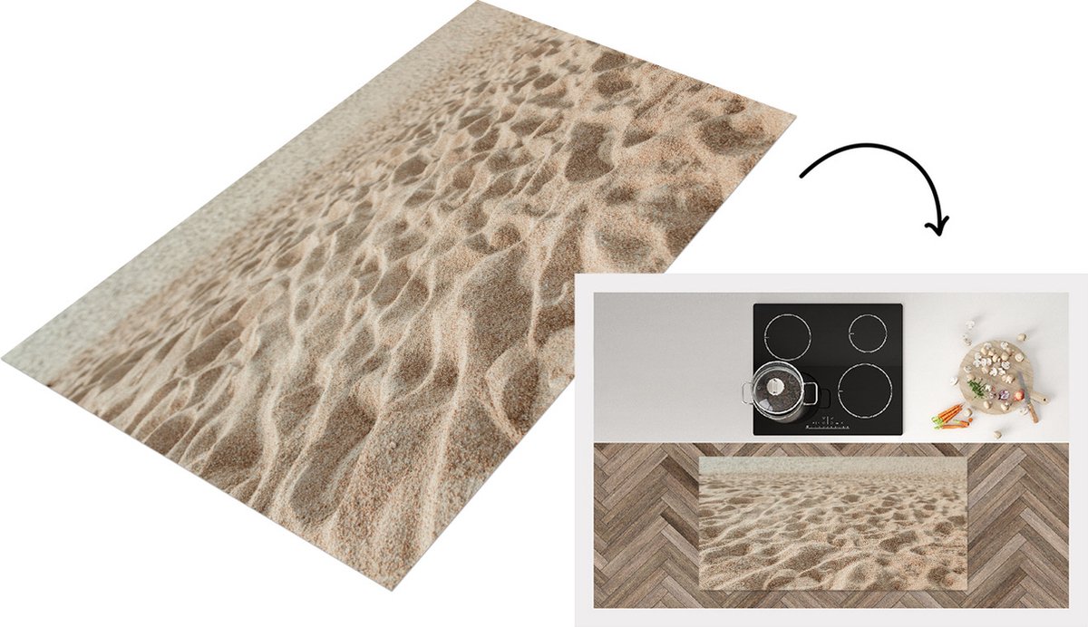 KitchenYeah Keukenloper - Loper keuken - Zomer - Zand - Strand - 120x60 cm - Keukenloper vinyl Multicolor