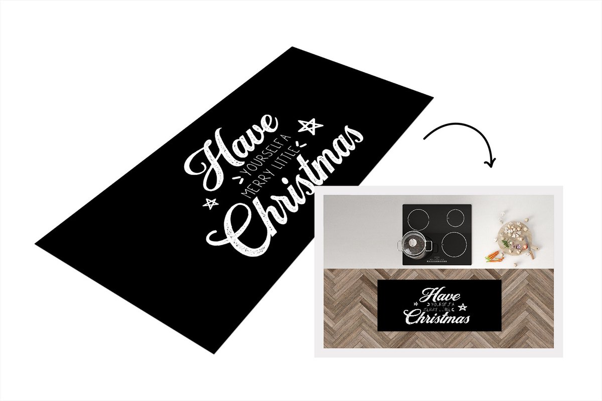 KitchenYeah Keukenloper - Loper keuken - Kerst - Have yourself a merry little Christmas - Spreuken - Quotes - 120x50 cm - Keukenloper vinyl Multicolor