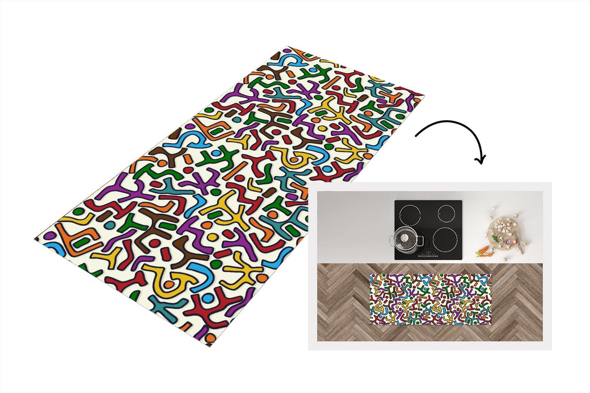 KitchenYeah Keukenloper - Loper keuken - Abstract - Patronen - Afrika - 120x50 cm - Keukenloper vinyl Multicolor