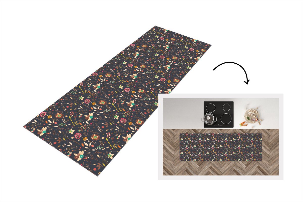 KitchenYeah Keukenloper - Loper keuken - Patroon - Zomer - Bloemen - Keukenloper vinyl multicolor, foto 3
