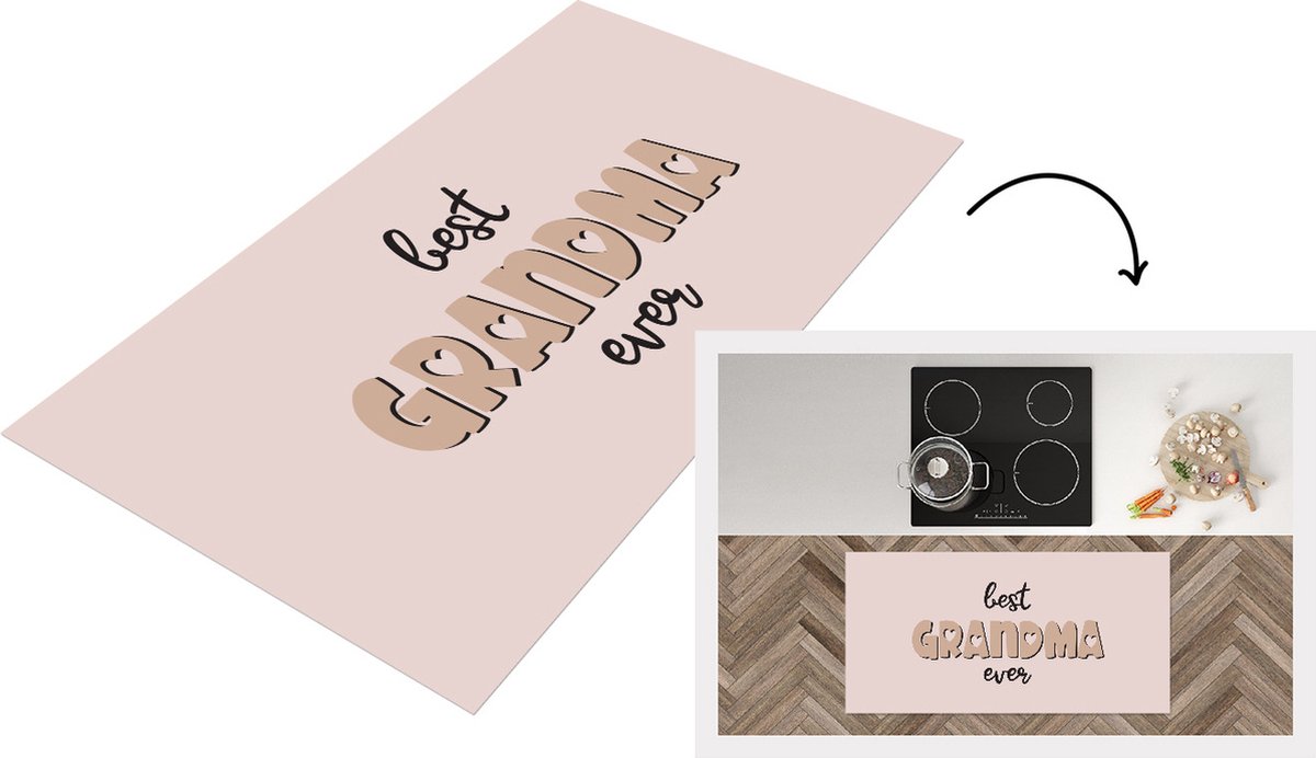 KitchenYeah Keukenloper - Loper keuken - Spreuken - Quotes - Best grandma ever - Grootmoeder - 120x60 cm - Keukenloper vinyl Multicolor
