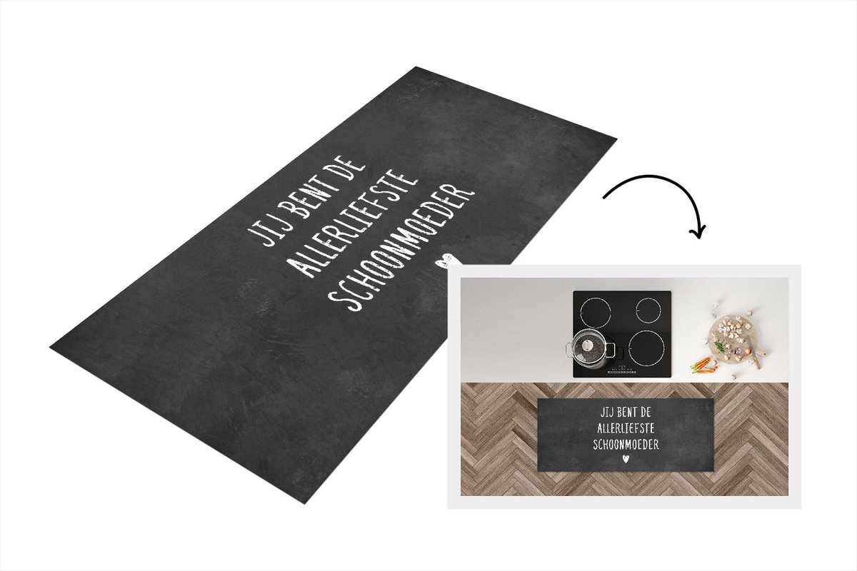 KitchenYeah Keukenloper - Loper keuken - Moederdag - Schoonmoeder - Quotes - Moeder cadeau - 120x50 cm - Keukenloper vinyl Multicolor
