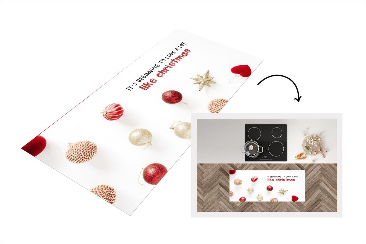 KitchenYeah Keukenloper - Loper keuken - Kerst - Kerstdecoratie - Rood - Goud - Keukenloper vinyl Multicolor