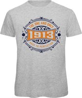 1913 The One And Only | Feest Kado T-Shirt Heren - Dames | Donker Blauw - Goud | Perfect Verjaardag Cadeau Shirt | Grappige Spreuken - Zinnen - Teksten | Maat XXL