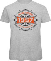 1957 The One And Only | Feest Kado T-Shirt Heren - Dames | Antraciet - Oranje | Perfect Verjaardag Cadeau Shirt | Grappige Spreuken - Zinnen - Teksten | Maat XL