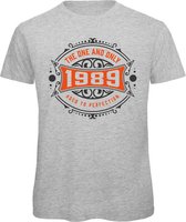 1989 The One And Only | Feest Kado T-Shirt Heren - Dames | Antraciet - Oranje | Perfect Verjaardag Cadeau Shirt | Grappige Spreuken - Zinnen - Teksten | Maat M