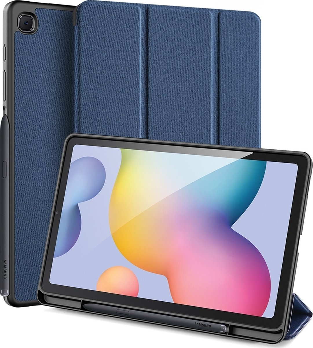 Dux Ducis Tablethoes geschikt voor Samsung Galaxy Tab S6 Lite Hoes | Dux Ducis Domo Bookcase + Stylus Houder - Blauw
