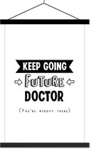 Porte-affiche avec affiche - Affiche scolaire - Citation - Docteur - Étudier - 40x60 cm - Lattes noires
