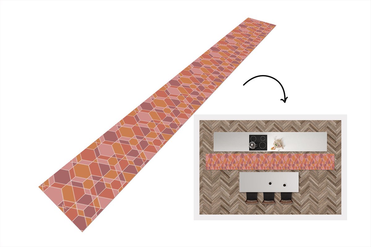 KitchenYeah Keukenloper - Keukenmat - Geometrie - Mozaïek - Patroon - Keuken vloerkleed multicolor, foto 2
