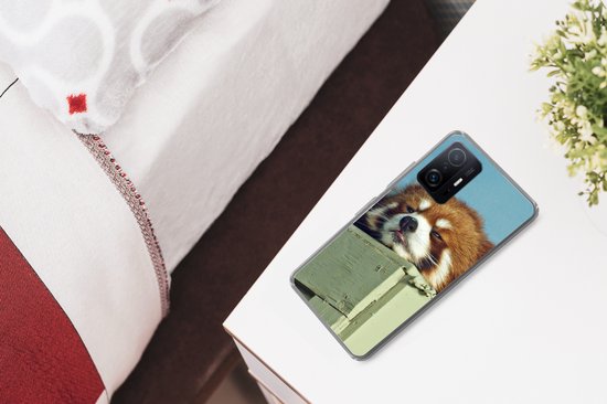 Coque Xiaomi 11T Pro - Panda - Bois - Rouge - Coque de téléphone en Siliconen