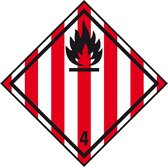 ADR klasse 4.1 sticker brandbare vaste stoffen, zeewaterbestendig 50 x 50 mm