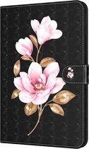 Samsung Galaxy tab A8 10.5 (2021) - hoesje book case cover - zwart roze bloemen