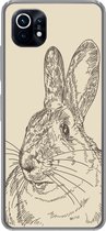 Geschikt voor Xiaomi Mi 11 hoesje - Vintage illustratie van een konijn - Siliconen Telefoonhoesje