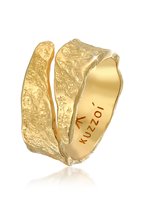 KUZZOI Heren Ring Heren Ring Structuur Gebruikte Look in 925 Sterling Zilver Gold Plated