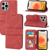 Apple iPhone 13 Pro Max Telefoonhoesje | PU Leren Bookcase | Pasjeshouder | Tas | Rood