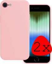 Hoes voor iPhone SE 2022 Hoesje Siliconen Case Hoes - Hoes voor iPhone SE 2022 Hoes Cover - Licht Roze - 2 Stuks