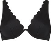 Hunkemöller Dames Badmode Niet-voorgevormde beugel bikinitop Scallop - Zwart - Maat C70