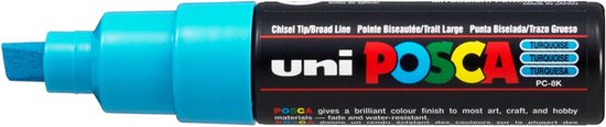 Krijtstift – Chalkmarker – Universele Marker – Uni Posca Marker – Turkoois – PC-8K – 8mm – Beitelpunt – Large – 1 stuk