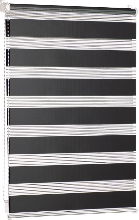Blumtal Gestreepte Gordijnen - Transparante Rolgordijnen - Kant en Klaar - 160 x 195cm, Zwart - Set van 1