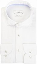 Profuomo slim fit overhemd - Oxford katoen met linnen - wit - Strijkvriendelijk - Boordmaat: 40