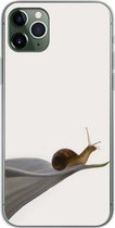 Geschikt voor iPhone 11 Pro Max hoesje - Slak - Lelie - Grijs - Siliconen Telefoonhoesje