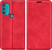 Cazy Motorola Moto G71 Hoesje - Portemonnee Book Case - Kunstleer - Rood