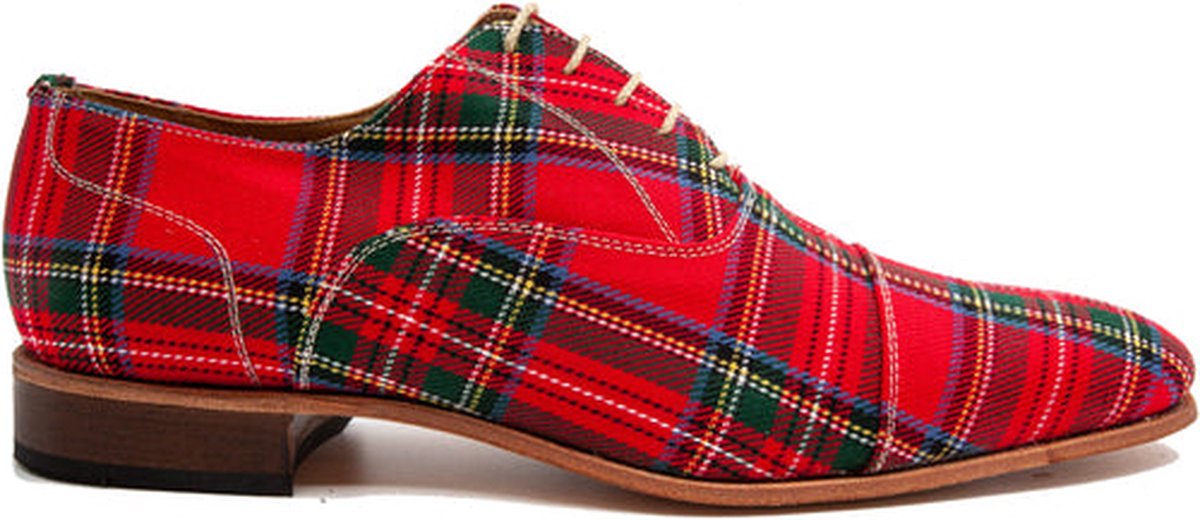 VanPalmen Nette schoenen - Schotse Ruit rood - leer en textiel - topkwaliteit - maat 43,5