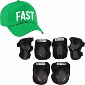 Set de protection antichute pour enfant taille L/9 à 10 ans avec un bonnet cool FAST vert
