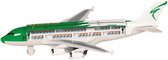 Speelgoed passagiers vliegtuig groen/wit 19 cm
