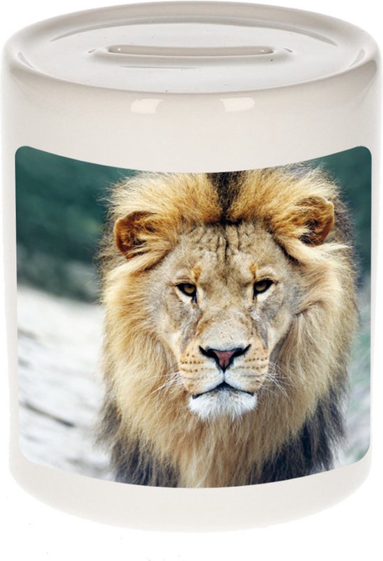 Tirelire photo lion Animaux 9 cm garçons et filles - Tirelires cadeaux lion lion amoureux