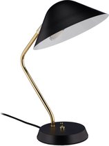 Relaxdays bureaulamp retro - kantelbare lampenkap - tafellamp - metaal - zwart/goud