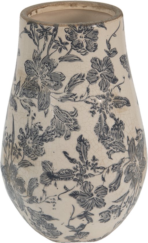 Clayre & Eef Vase Ø 13x20 cm Gris Céramique Fleurs Vase de décoration